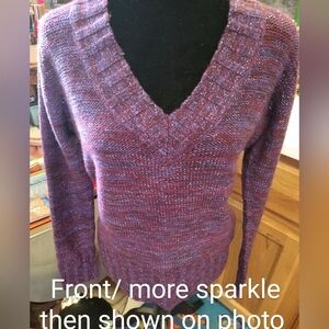 XL Sweater/ Purple colors with Silver Sparkle Threads/See pics for info on Color